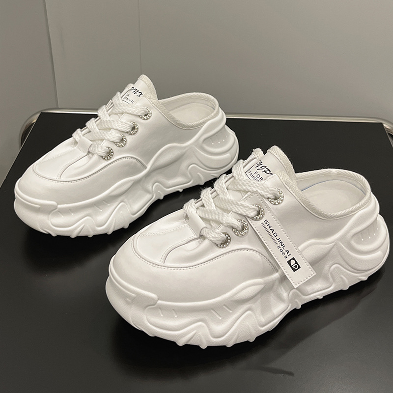 老爹鞋夏潮牌设计2025新高品质休闲包头一脚蹬女鞋水钻厚底运动鞋