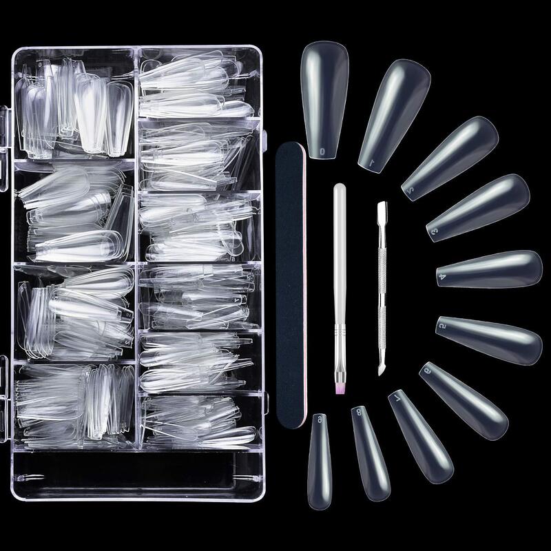 Amazon Nail Art Tool Set 500 Boxed Ballet Trapezoidal False Nail Flat Head Coffin Nail Piece Small Steel Push