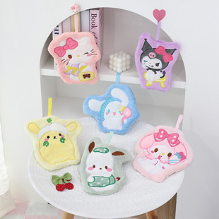 Cartoon Hanging Coral Fleece Towel Thickened Kitchen Rag Bathroom Quick-drying Strong Absorbent Small Towel Handkerchief