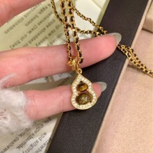真金电镀 小红书爆款虎眼石葫芦项链女新中式轻奢高级感一件代发