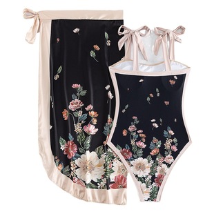 European and American one-piece swimsuit women's wrap skirt beach skirt suit sexy fashion close-fitting slimming hot spring swimming bikini
