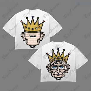 Street Gothic Retro T-Shirt Summer Oversized Comedy Casual Kawaii Round Neck Pure Cotton Y2K Top Regular