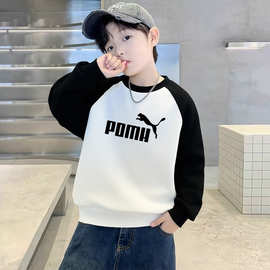 男童加绒卫衣秋冬款2025新款儿童潮牌冬装宝宝冬季加厚一体绒上衣