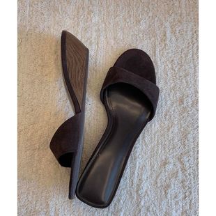 Elegant Wood Grain Wedge Slippers for Women 2025 Summer New Chunky High Heel Sandals Thick Sole Open-Toe Mules