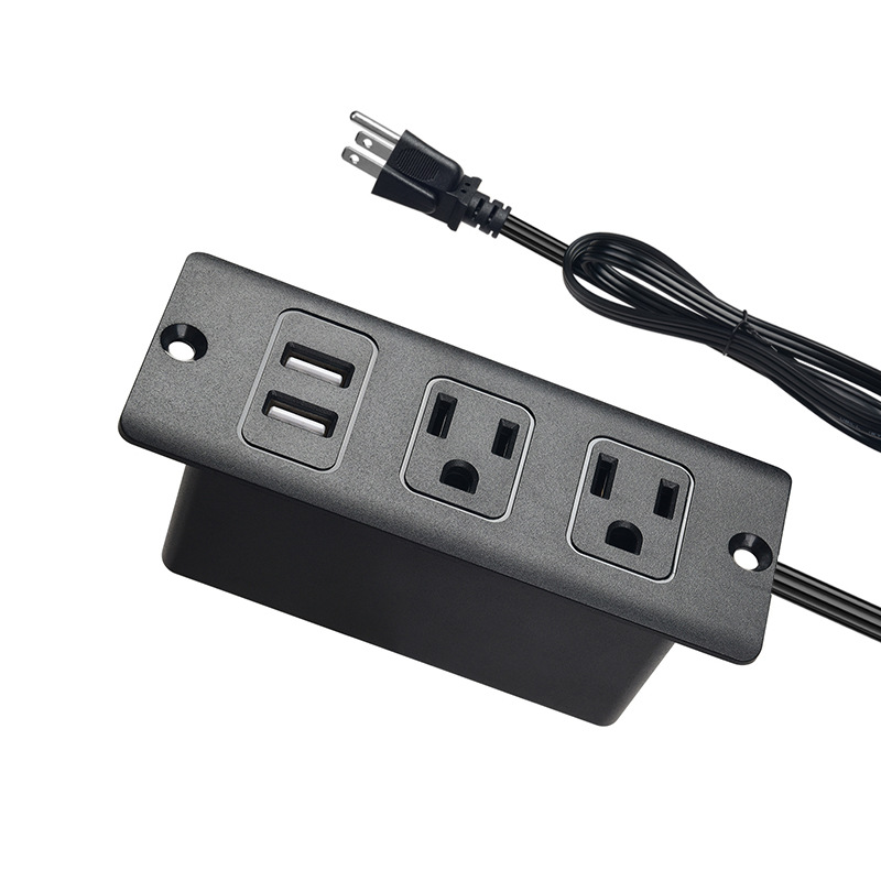 Transfronterizo estándar de EE.UU. enchufe de fila oculto enchufe de fila inteligente 2 sockets + 2USB multifuncional enchufe de fábrica de comercio exterior