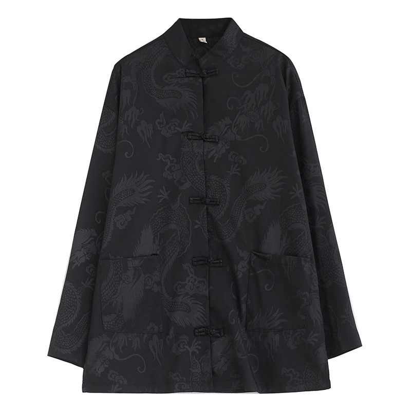 2024 new Chinese style Tang suit top loose retro Chinese style men and women same style practice clothes Zen tea suit top