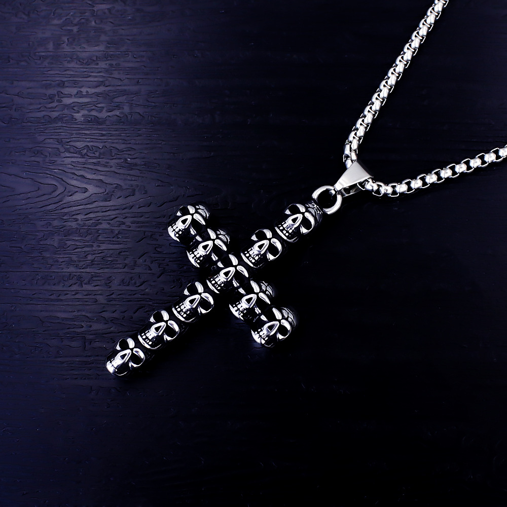 Stainless Steel Skull Anchor Pendant Necklace For Men And Women_voghion.com