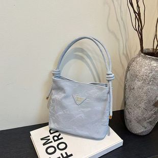 Foreign Trade Women's Bag 2025 New Fashion Simple Solid Color Textile Shoulder Bag Artistic Style All-match Crossbody Bag