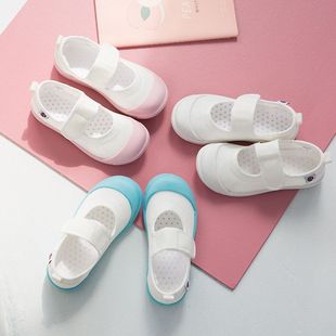 Kindergarten White Shoes Soft-Soled Canvas Shoes for Girls Baby Flats Spring & Fall Boys Breathable Kidsren's Sports Indoor Shoes