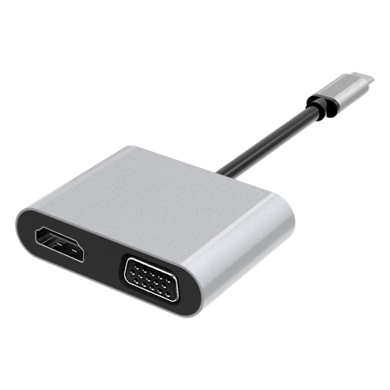 Трансграничная док-станция Type-C 2-в-1 USB-C для преобразователя HDMI/VGA Адаптер двойного интерфейса HD