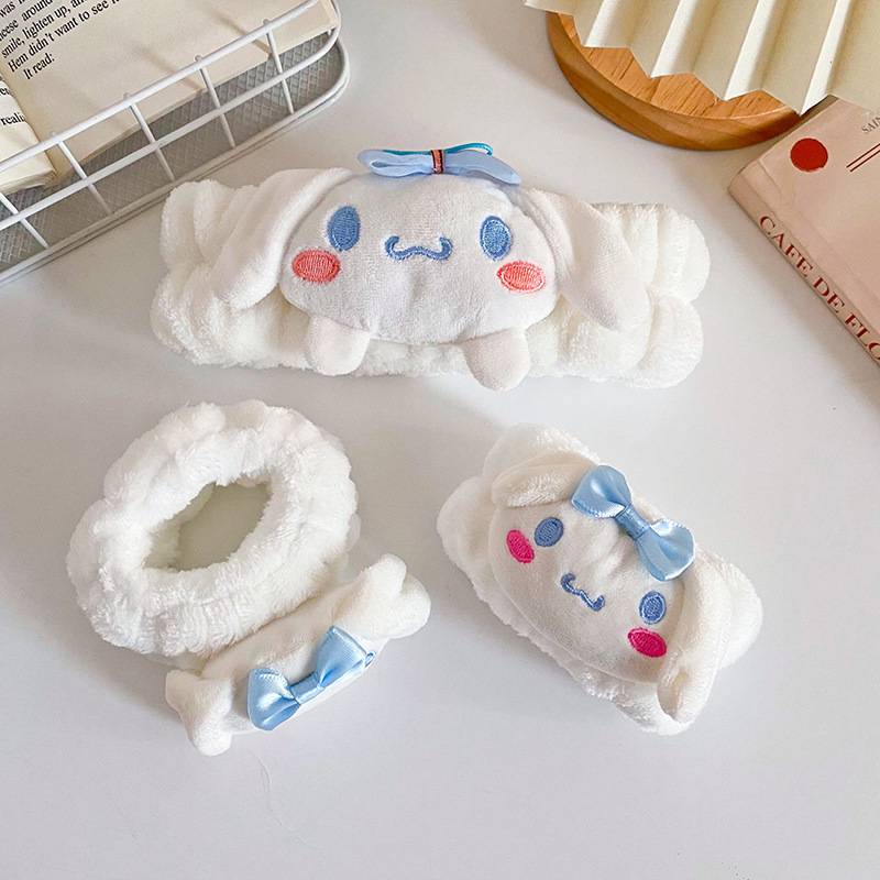Círculos de dibujos animados correa de pelo pulsera femenina lavado de cara Yugui perro dibujos animados peluche correa de pelo pulsera franela suministro de tocado