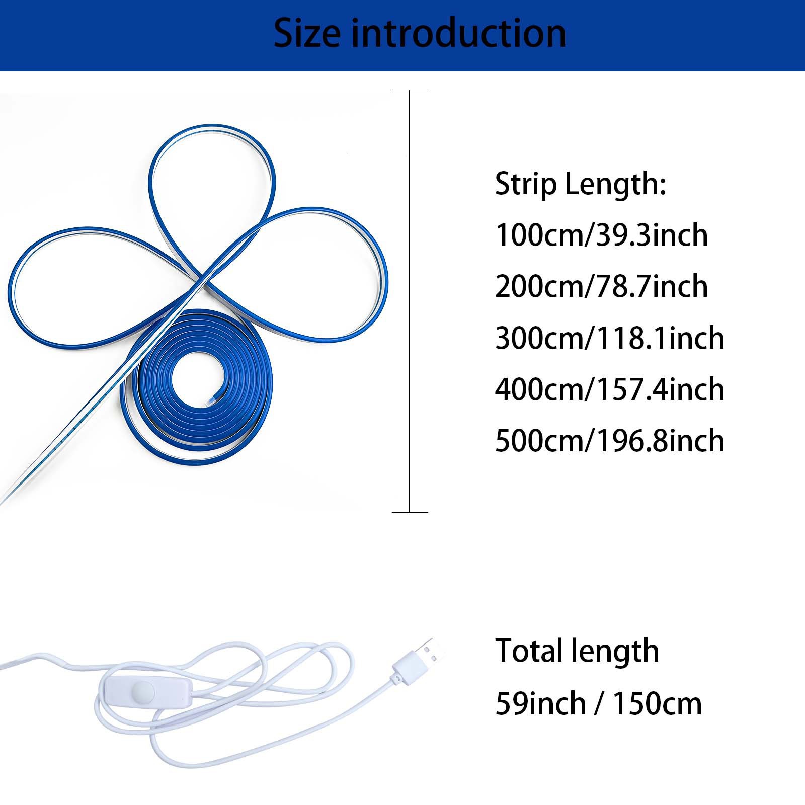 Luz de neón USB 5V con interruptor botón de atenuación LED de baja tensión flexible impermeable luz blanca cálida banda de luz blanca