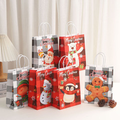 クラフト紙ショッピングバッグクリスマス雪だるまギフトバッグプリントパーティープレゼント包装袋漫画手提げ袋卸売り