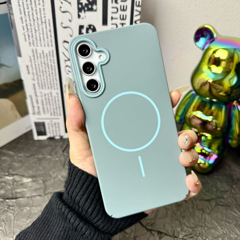 适用三星S25Ultra细圈磁吸手机壳三星A17磨砂肤感A56简约PC防摔壳|undefined