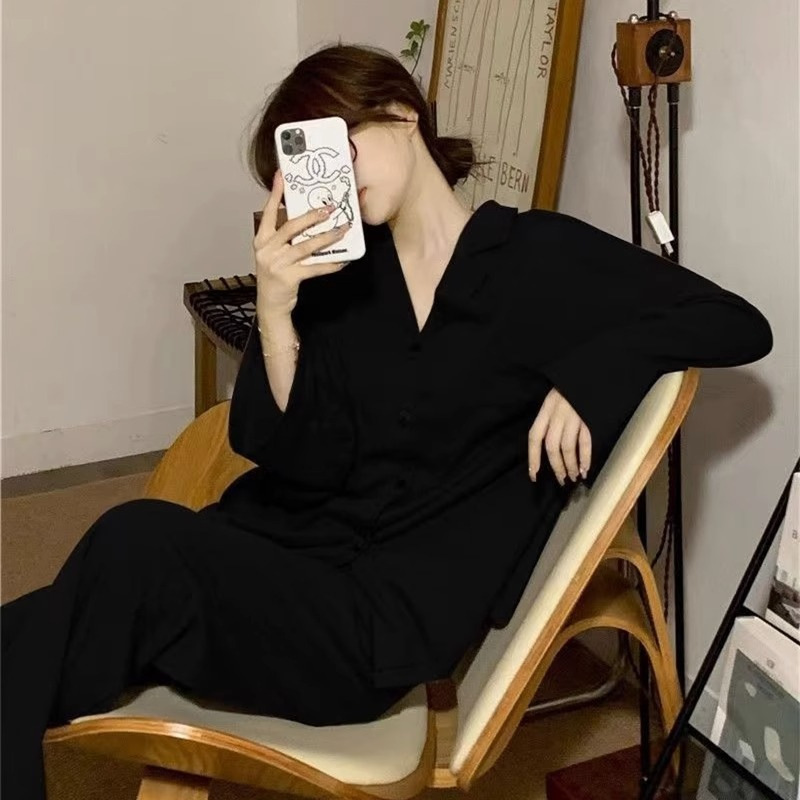여성용 잠옷 봄, 가을 긴팔 귀여운 심플한 가정복 외부에서 착용할 수 있는 고급 2023 새로운 스타일 대형 슈트
