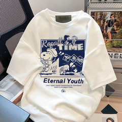 Cross-border American-style retro short-sleeved T-shirt—trendy Korean-style slim-fit top—trendy, fashionable, casual, breathable base layer.