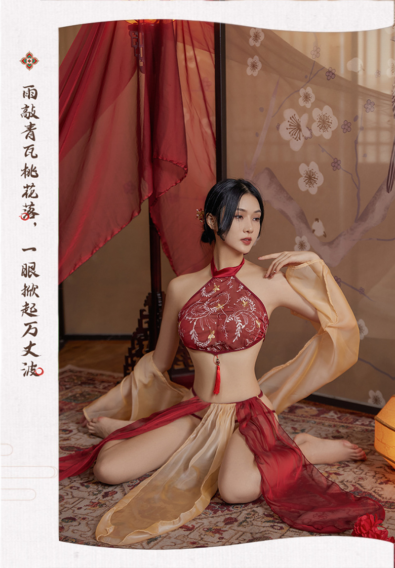 Hanfu-Inspired Palace Costume Set with Bellyband, Shawl, Gauze Skirt and Thong, Plus Size — detail image 15