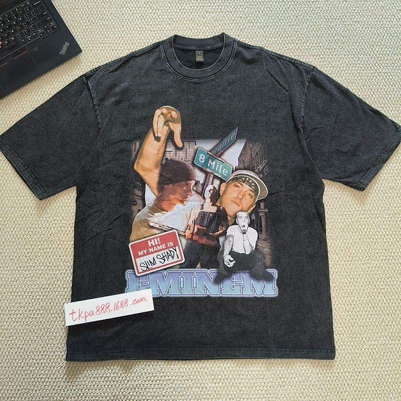 TKPA美式高街hiphop印花重磅vintage水洗做舊短袖t恤嘻哈潮牌男女