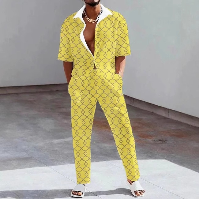 Temperamento de moda, estilo de personalidad, camisa de manga corta impresa en 3D, pantalones, MB1-MR10 de dos piezas de estilo popular para hombres