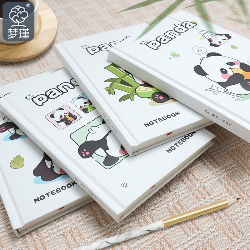 Todos los lindos cuadernos de carcasa dura Panda A5 de alto valor para estudiantes con líneas horizontales, cuadernos, diarios, libros de mano
