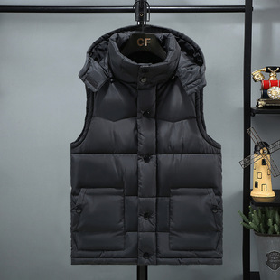Men's Vest for Autumn and Winter Fashionable Thickened Warm Solid Color Down Cotton Vest Men's Casual Vest for Winter