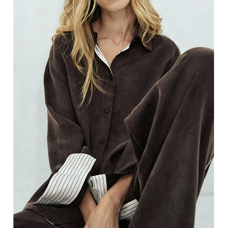[AT Order] Women's loose-fitting, matte, and textured long-sleeve shirt made of Lyocell fabric, autumn 2026 new style