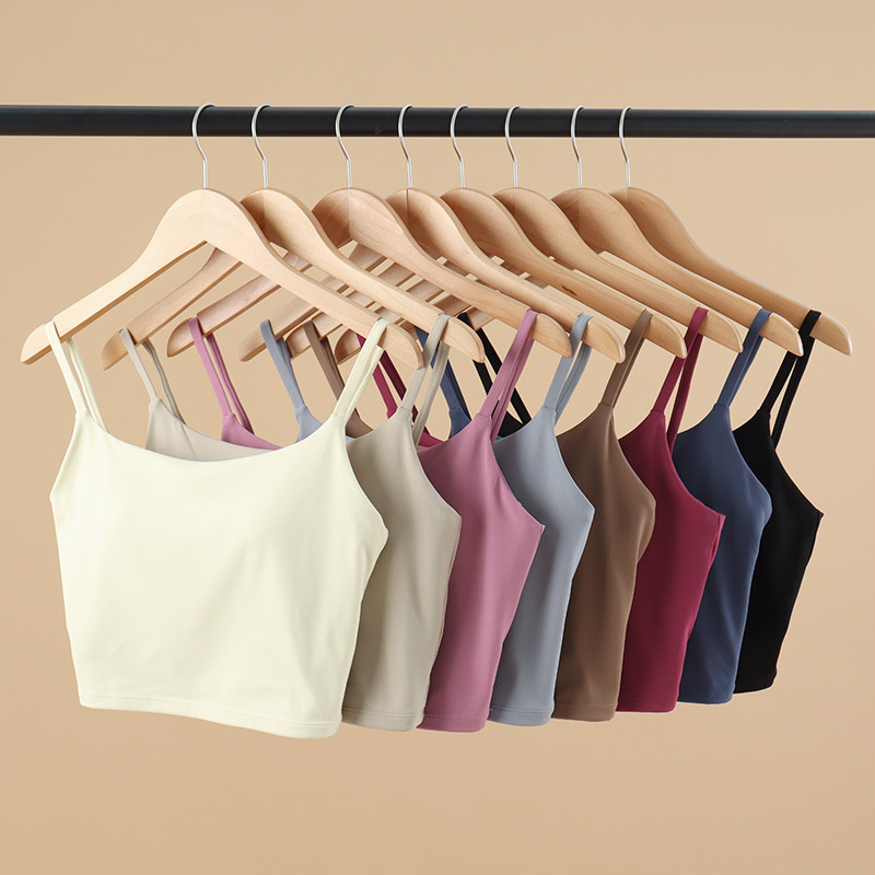 Seamless Sports Bra for Small Busts, Gathering and Side Support, Fitness Tank Top with Chest Pads, Camisole for Autumn New Collection