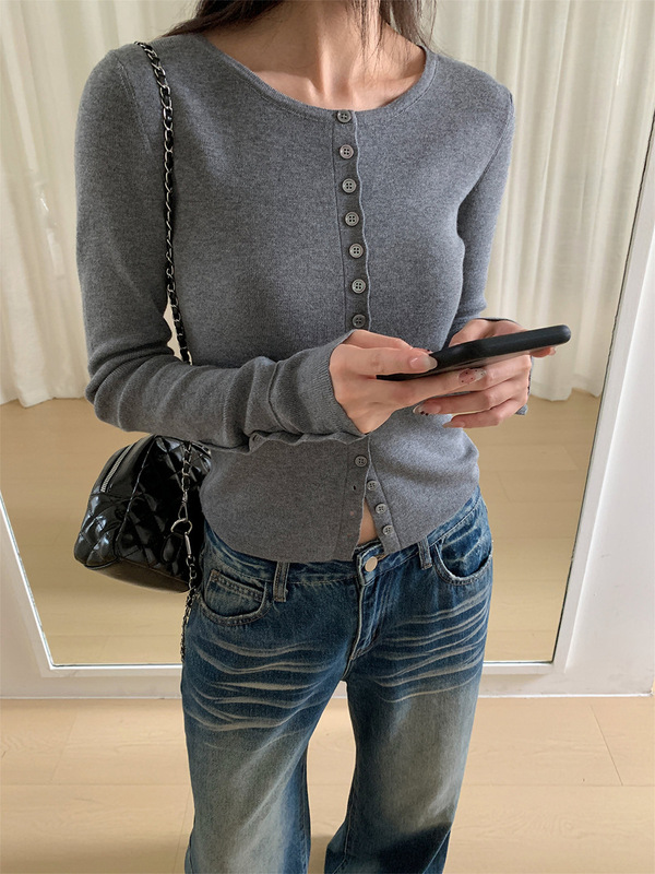 誉一新款2025秋季高级感长袖针织衫女百搭修身显瘦上衣开衫c1308|undefined