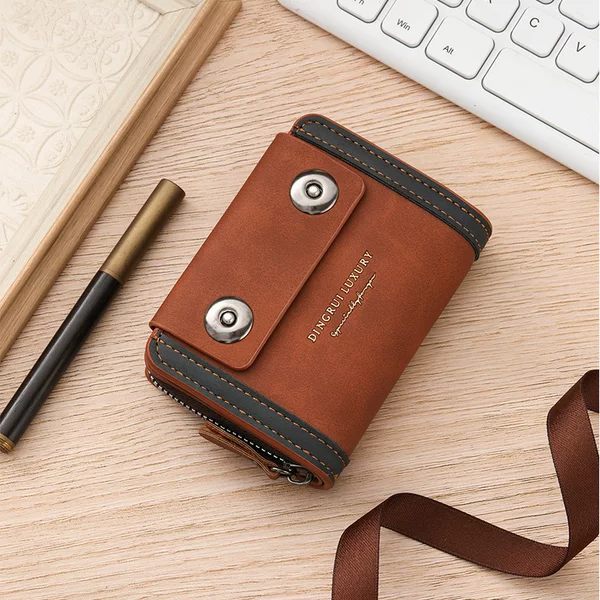 2026 New Fashionable Men's Double Magnetic Clasp Accordion Card Holder, Multi-card slot, large capacity ID holder and coin purse, in stock