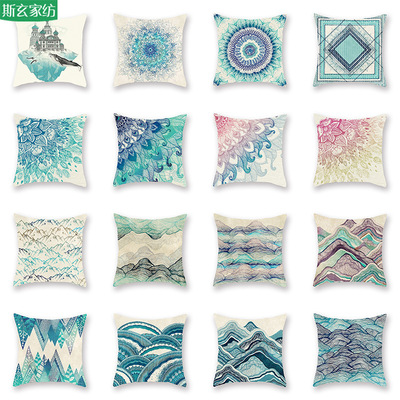 跨境專供亞馬遜爆款曼達拉民族風圖案抱枕套汽車頭枕沙發靠枕代發
