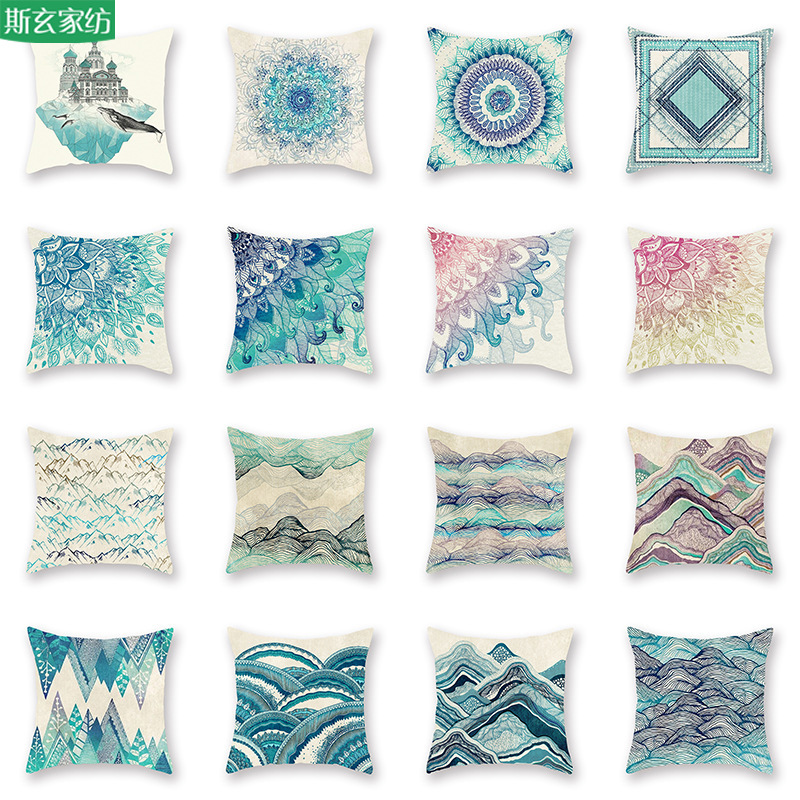 跨境專供亞馬遜爆款曼達拉民族風圖案抱枕套汽車頭枕沙發靠枕代發