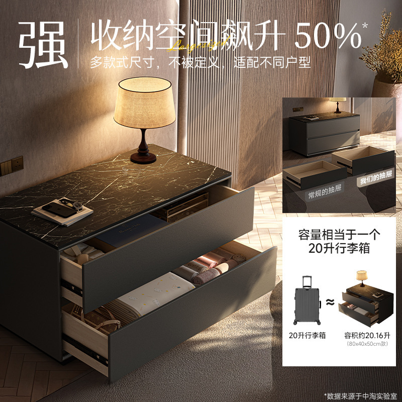 Armario de almacenamiento de mesita de noche todo en uno 2025 nuevo armario de almacenamiento de dormitorio doméstico de gran tamaño armario italiano de madera maciza de lujo ligero