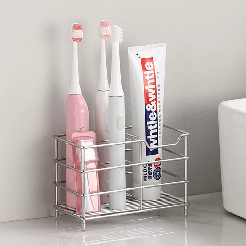 Стеллаж для хранения электрической зубной щетки, столешница для ванной комнаты, настенная настенная сливная стойка для зубных щеток из нержавеющей стали, стеллаж для хранения зубных щеток