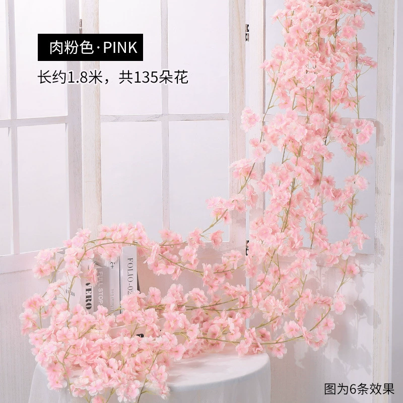 Искусственный куст cherry blossom (вьющаяся лоза) с глиняной оплеткой, 135 голов, 1,8 м пластиковая декоративная гирлянда