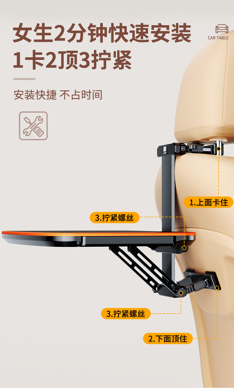 Children's Car-Mounted Small Table Board, Foldable Rear Seat Car Dining Table, Dining Table Stand for Learning