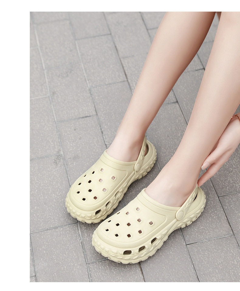 Dép sandal nam bít mũi đế lốp kiểu lỗ thoáng khí, đi biển và sinh hoạt hè — màu kaki, trắng, xám, đen chi tiết 12