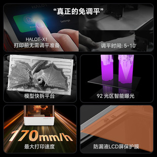 Lingyi Light-Curing 3D Printer 16K Halot X1 True Leveling-Free Rotating Quick-Release Platform Brand New
