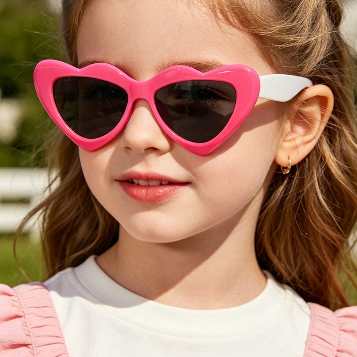 Nuevas gafas de sol personalizadas con forma de corazón en colores pastel para niños de Raine, del mismo estilo que las gafas de sol para fotografía al aire libre.