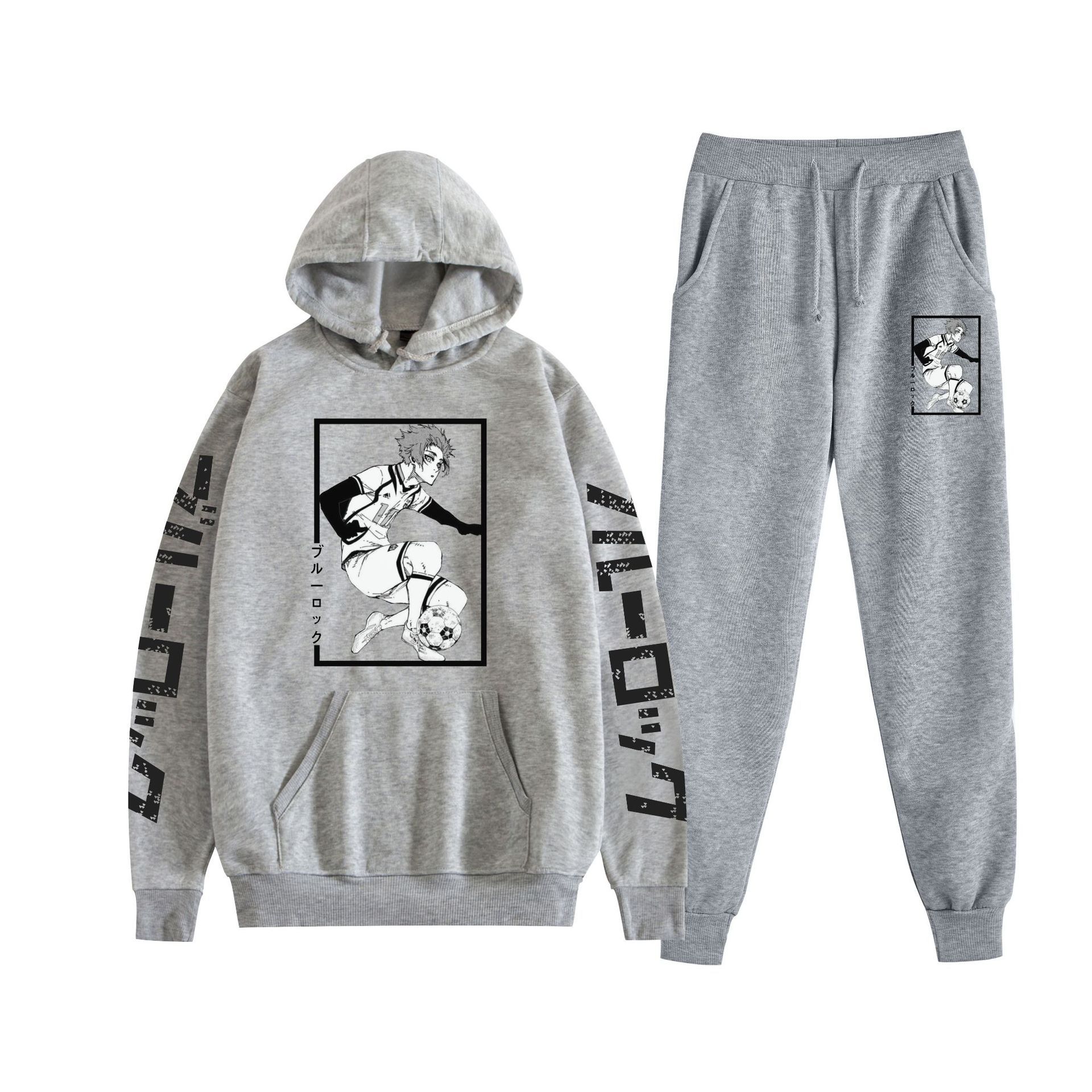 Cross-border BLUE LOCK prisión azul nuevo anime más terciopelo suelto traje de suéter con capucha para hombres y mujeres