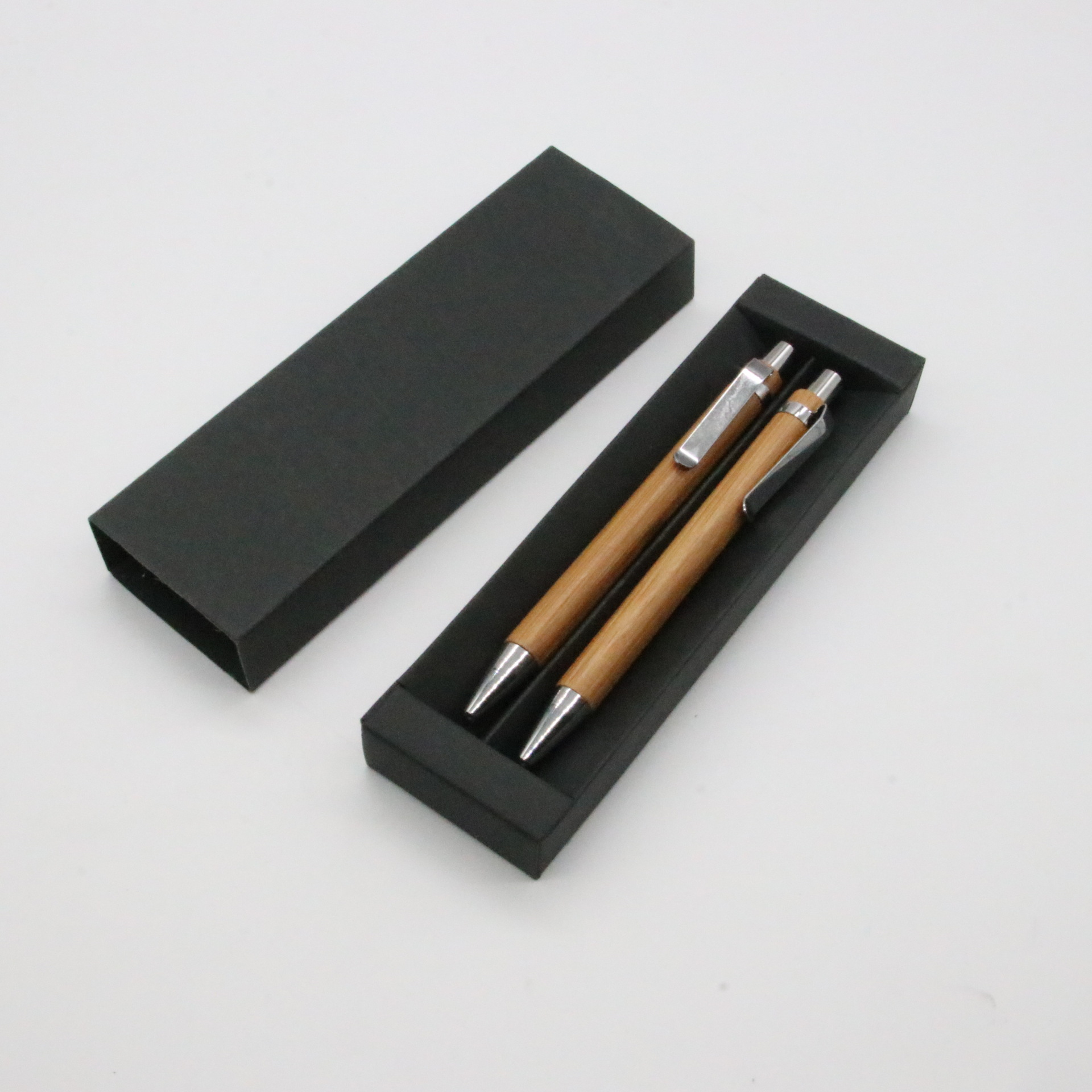 Empuje traje de pluma de bambú traje de caja de papel 2 pack logotipo imprimible caja de regalo en stock papelería transfronteriza