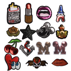 Direct Sale of 2023 New Beaded Patchwork Fabric with Sparkling Embroidery Star Patch, Customizable with Photo or Sample