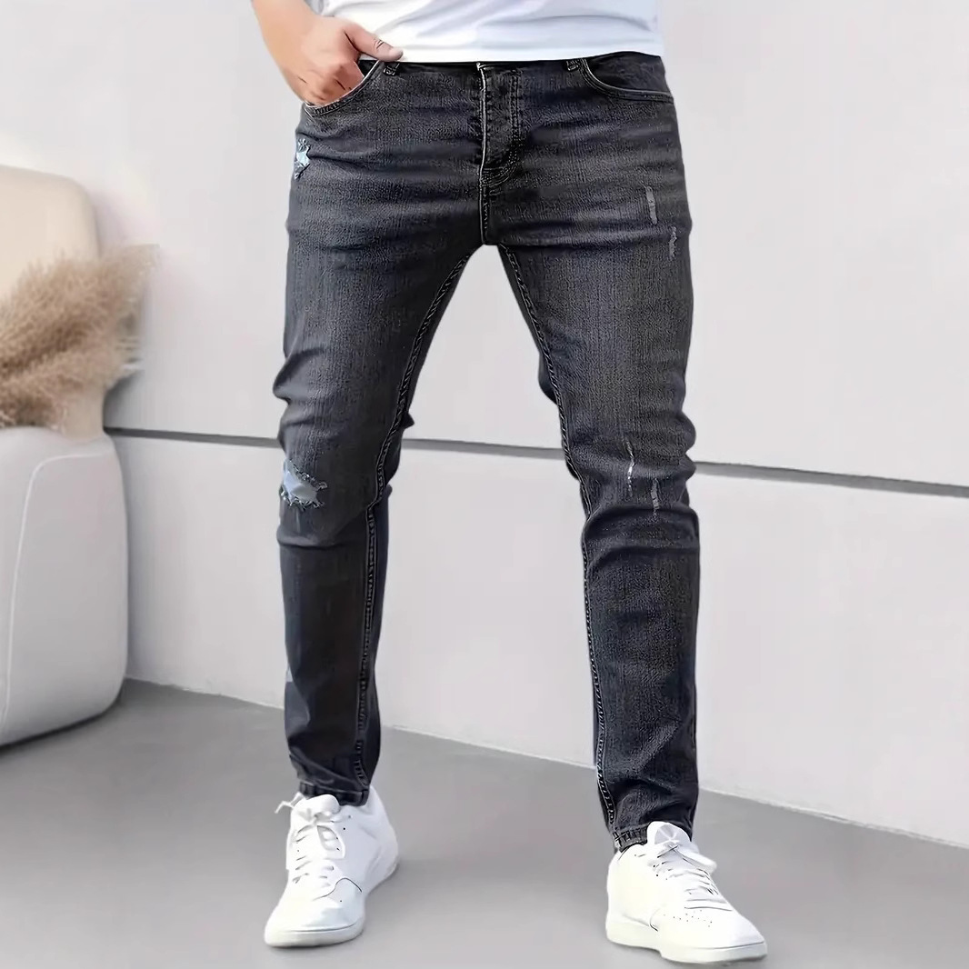Productos transfronterizos cuidadosamente seleccionados, jeans elásticos estadounidenses para hombres, jeans ajustados de Amazon para hombres