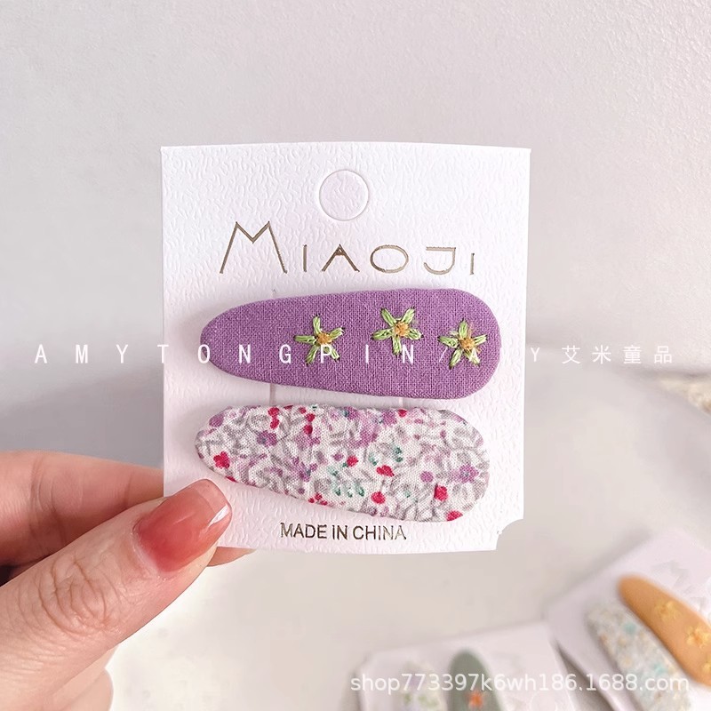 子供用の花のヘアピンの赤ちゃんの綿と麻の布芸の刺繍の前髪のクリップのヘアピンの乳幼児のかわいいクリップのヘアピン|undefined