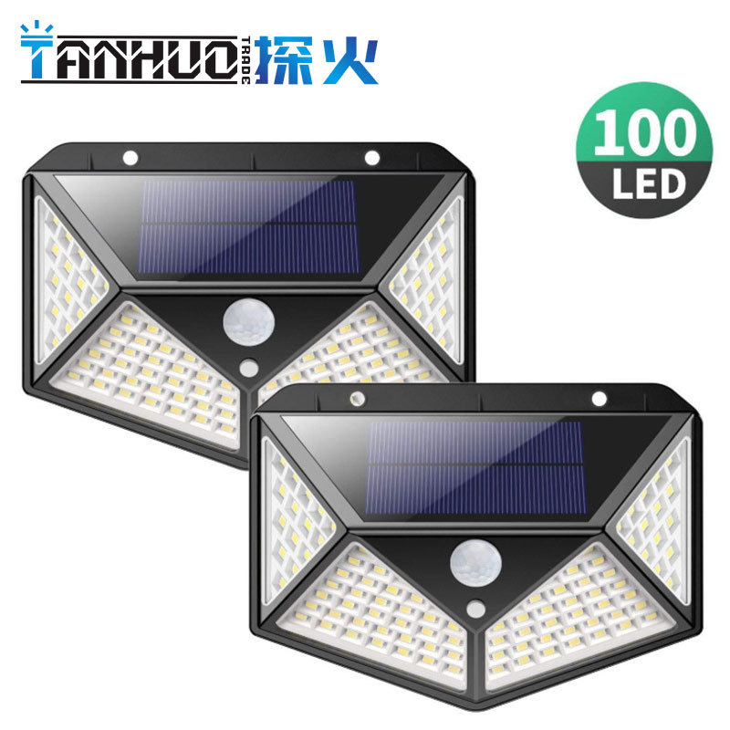 Amazon Bestselling Outdoor Solar Motion Sensor Wall Lamp 100 LED Outdoor Garden Four-Sided Lighting Courtyard Lamp for Home