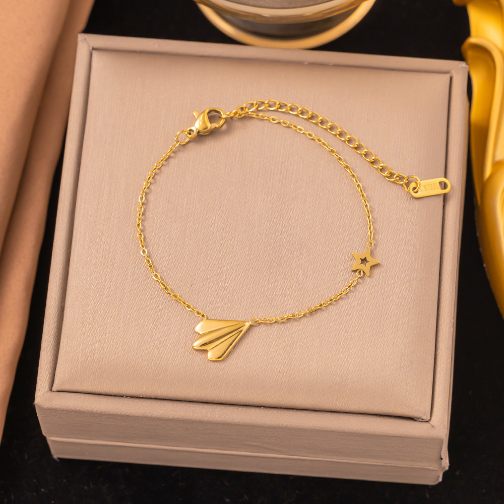 27【e2020】paper airplane bracelet gold