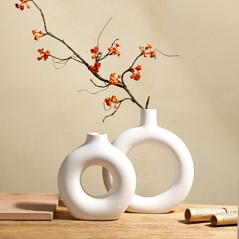 Fronteriza in-viento vasos de flores Nordic quema flores falsas flores secas adornos de cerámica en el hogar sala de estar vasos de flores contenedores