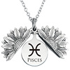 Necklace, zodiac signs solar-powered, pendant engraved, European style