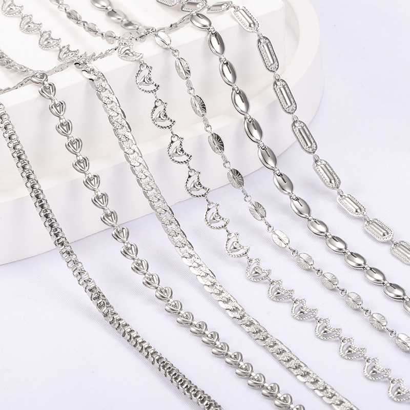 1 Pieza Acero Inoxidable 304 Cadena De Nariz De Cerdo Cadena Portacables Cadena De Pan Al Vapor Accesorios De Joyería display picture 3