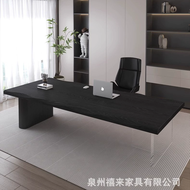 Итальянский минималистичный стол из цельного дерева, современный журнал, большой рабочий стол, черный стол, креативный офисный стол и стул, комбинация