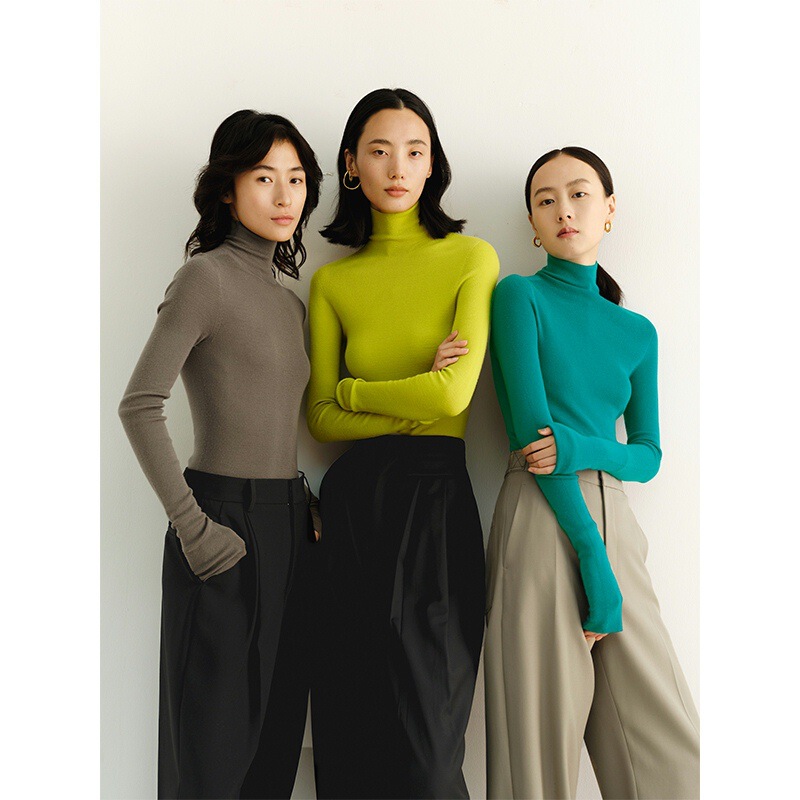 Restock Hot-Selling Pressure-Free Sweater Island Seiki Seamless One-Piece Yangtze Yarn Wool Cashmere Turtleneck Rll Same Style